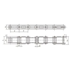 Cadena agrícola de acero tipo CA de la serie ANSI