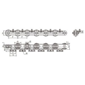 Cadena transportadora para lavadora de botellas