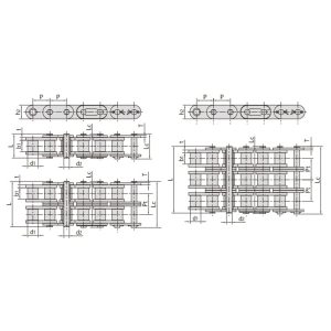 Cadena de rodillos serie B con placas laterales rectas