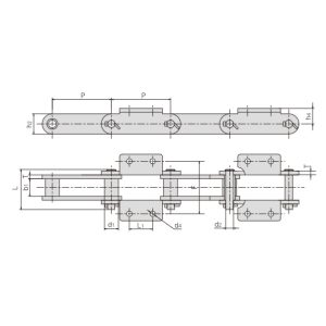 Cadena transportadora con accesorios
