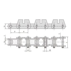 Cadena transportadora con accesorios