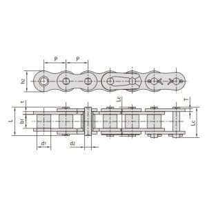 Cadena de rodillos con recubrimiento Dacromet