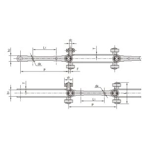 Cadena transportadora de doble articulación