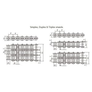 Cadena de rodillos con chaveta de la serie para trabajos pesados