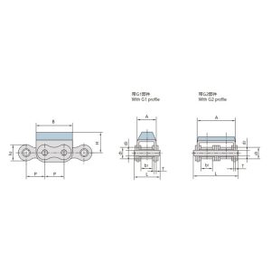 Cadena de placas con goma adherida