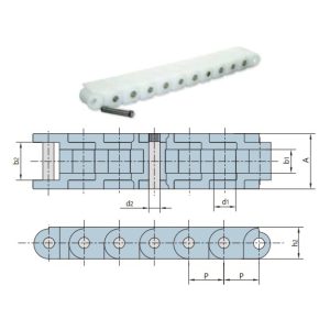 Cadena de rodillos de plástico de paso corto