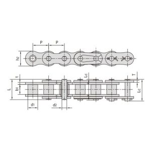 Cadena resistente a la corrosión con rodillos niquelados de paso corto