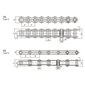 Cadena de acero inoxidable con pasadores huecos