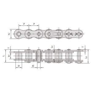 Cadena de rodillos de paso corto zincada