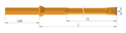 Vástago hexagonal de 22 x 108 mm